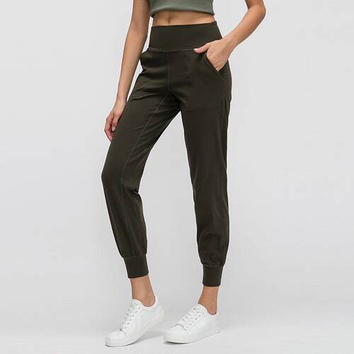 Pocket cropped pants for women's running, yoga, fitness,