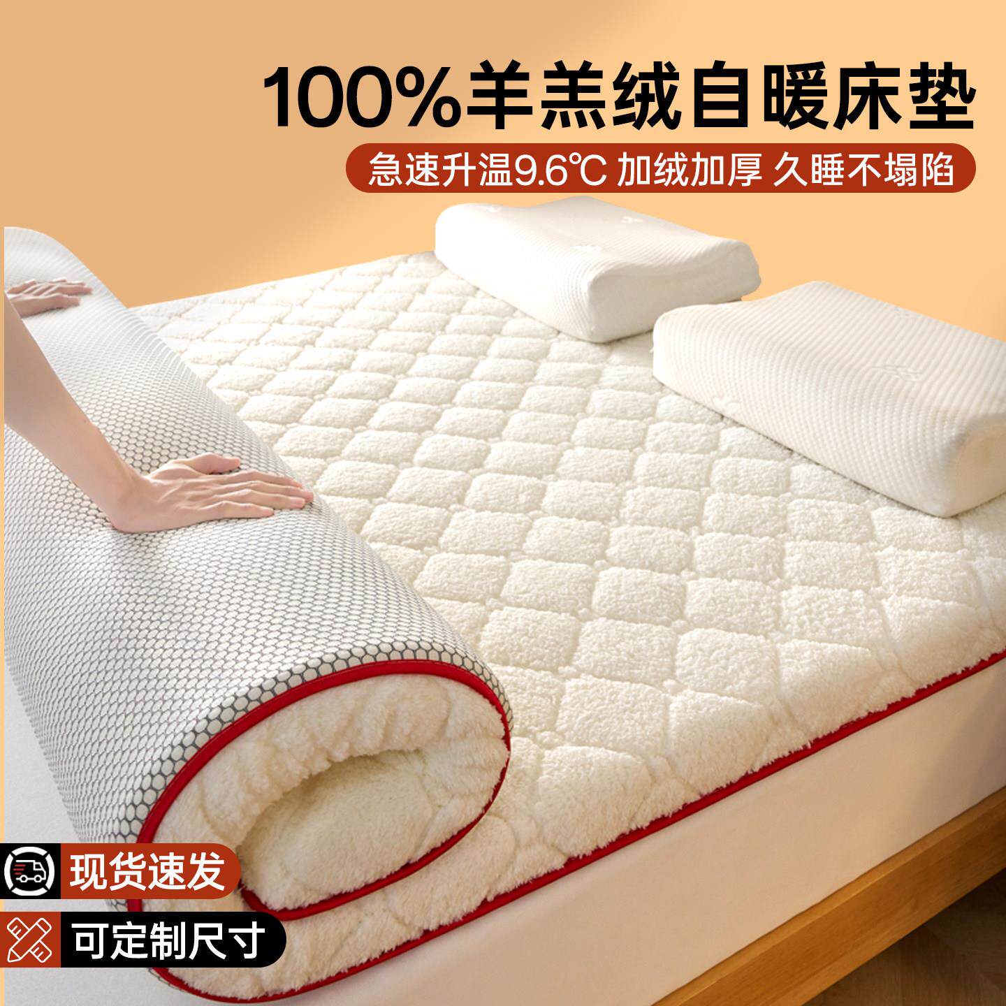 羊羔绒加厚床垫软垫床垫冬加厚羊羔绒垫子垫被铺底150x200可定制