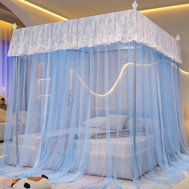 蚊帐1.8x2米双人床家用三开门加密1.5米床纹帐子1.2m不锈钢支架