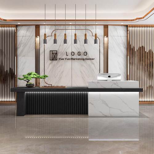 原木色茶楼吧台公司前台酒店接待台民宿商铺收银台美容院前台桌