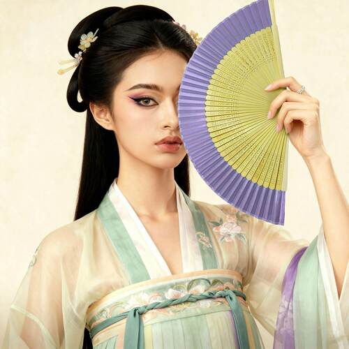 景区扇子网红镂空排扇古风扇子中国风舞蹈扇折扇女布面民国风扇子