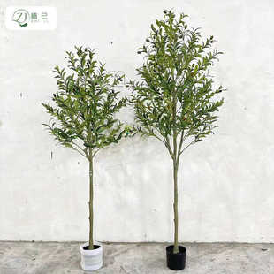 仿真绿植橄榄树大型落地盆栽摆件室内客厅网红店铺装饰组合橄榄树