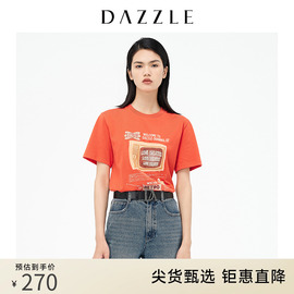 dazzle地素奥莱春季电视，印花复古潮t恤短袖，上衣女