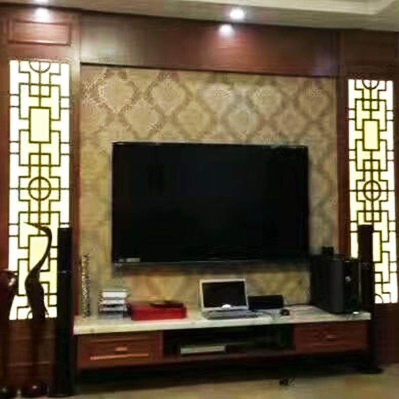 木质护墙板仿古隔断镂空花格电视背景墙框架新中式装饰墙裙
