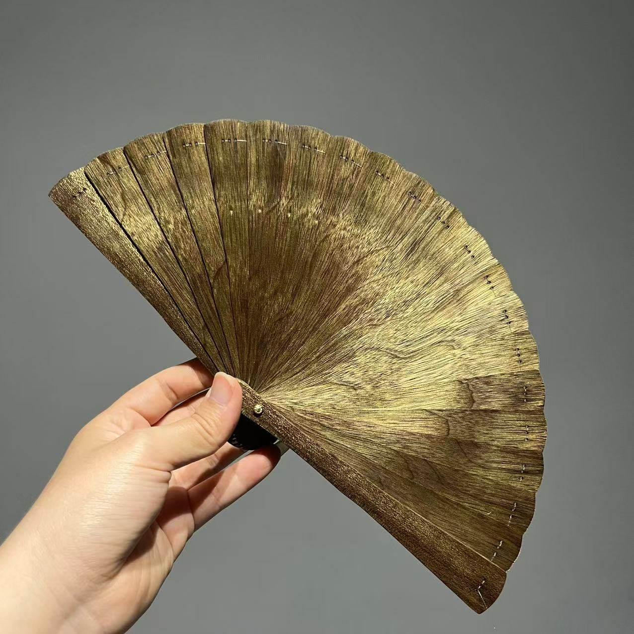 金丝楠木扇子古风折扇苏扇随身可携式15cm小尺寸16夏天日用黑金老