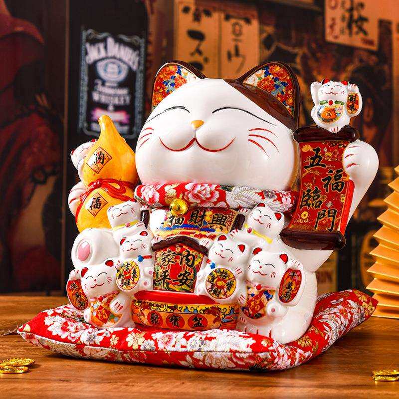 28CM33CM存钱罐招财猫摆脚轮/万向轮
