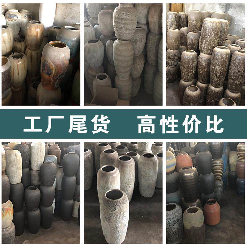 景德镇陶瓷花瓶 复古粗陶罐简约现代新中式欧式客厅插花花盆新款