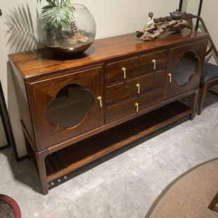 新中式餐柜乌金木简约玄关柜全实木客厅收纳柜一体靠墙斗柜定做