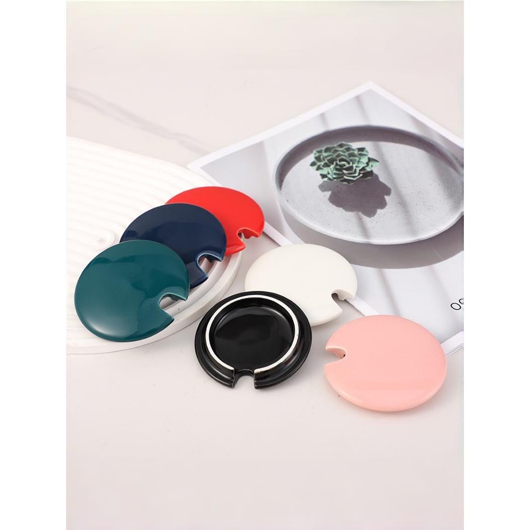 马克杯杯盖配件通用恒温单卖暖暖杯陶瓷纯色盖防尘水放勺纯色盖子