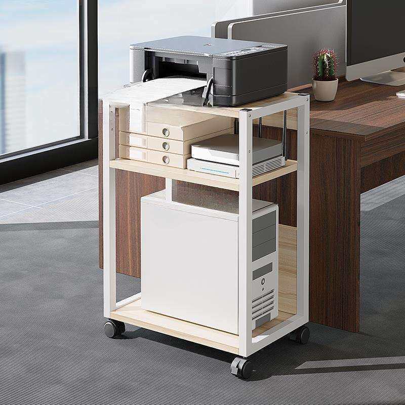 可移动办公室落地打印机置物架多层收纳书架带轮小型电脑主机托架