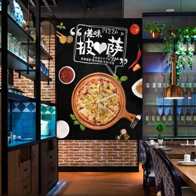 定制炸鸡店汉堡店奶茶厨房门帘饭店饭厅隔断挂帘披萨布艺包邮个性