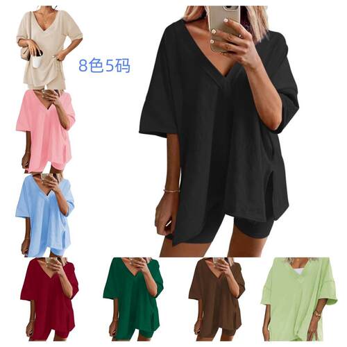 Sportswear, short sleeved T-shirt, women's high waisted