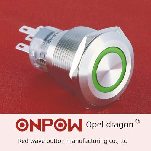 ONPOW中国红波欧宝龙LAS1-AGQ22环形带灯金属防水按钮开关22mm