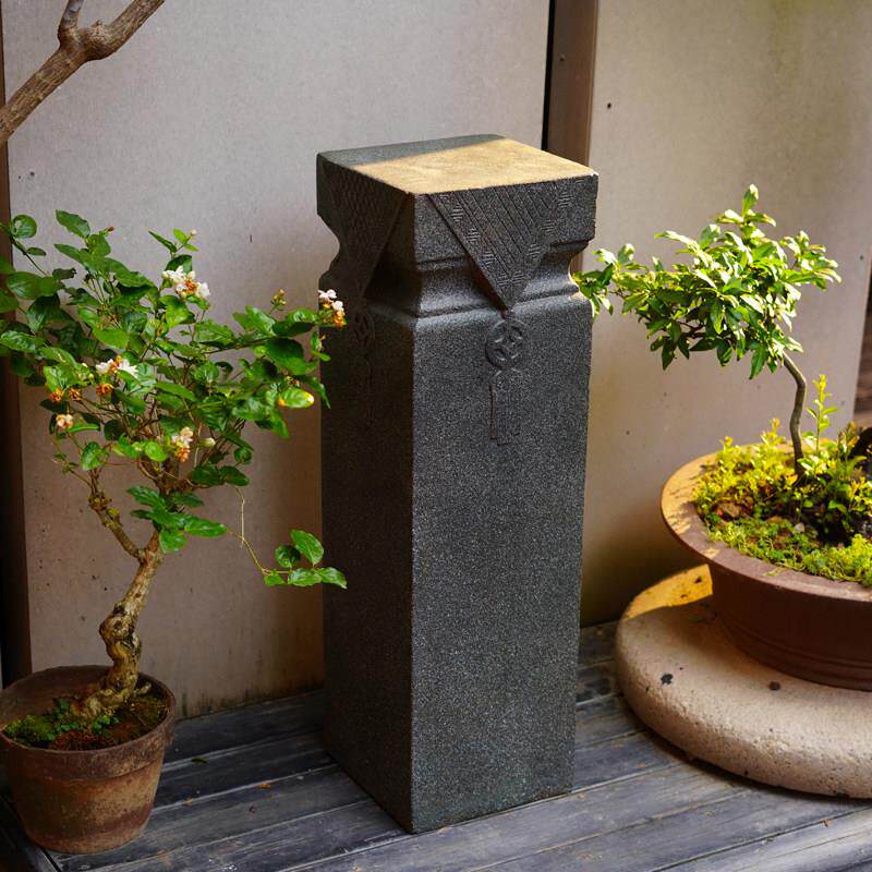 中式庭院造景花园室内外装饰铜钱造型展示石柱子彷古底座落地摆件