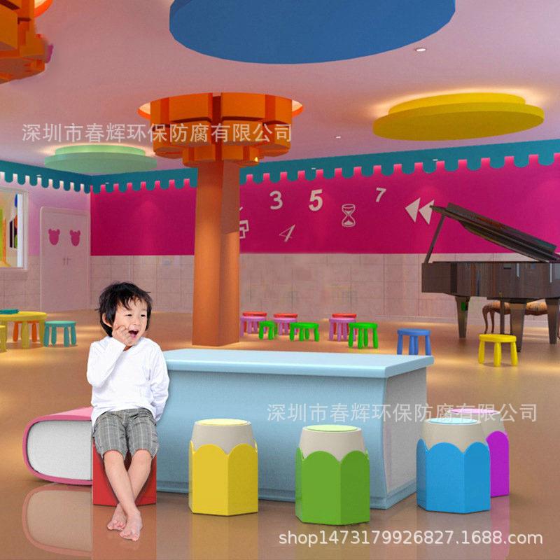 玻璃钢创意座椅铅笔造型商场酒店学校幼儿园摆件游乐场休息坐凳