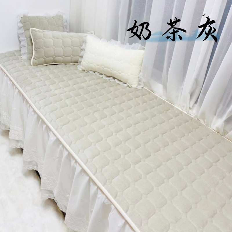 网红公主风卧室飘窗加厚制作防滑垫子落地蕾丝花边窗台垫阳台可洗