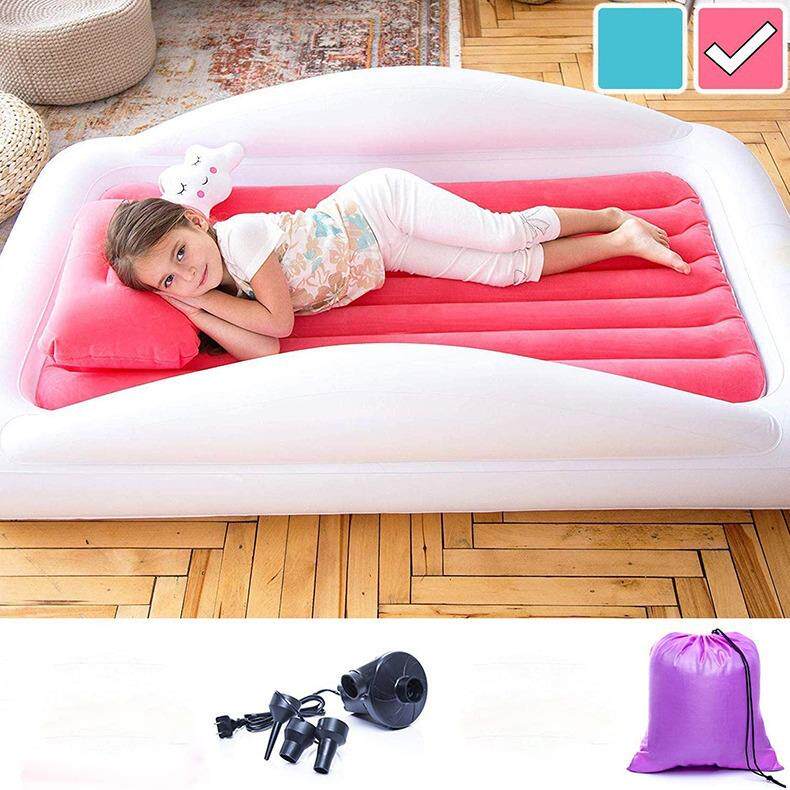 充气儿童旅行床 便携式充气床垫睡床带安全床栏幼儿床垫