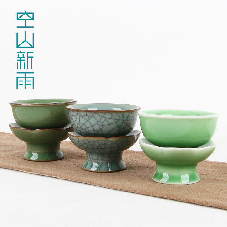 龙泉青瓷功夫茶具配件 陶瓷莲花茶托茶漏茶叶过滤器