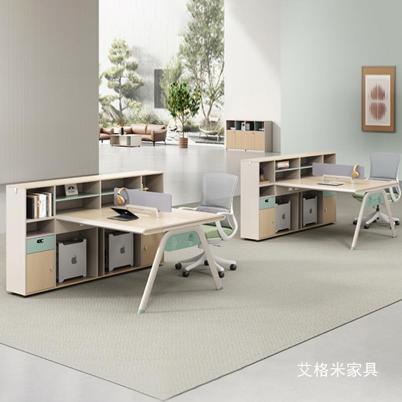 办公桌椅组合简约员工位钢架卡座电脑桌子带柜现代办公室职员桌无