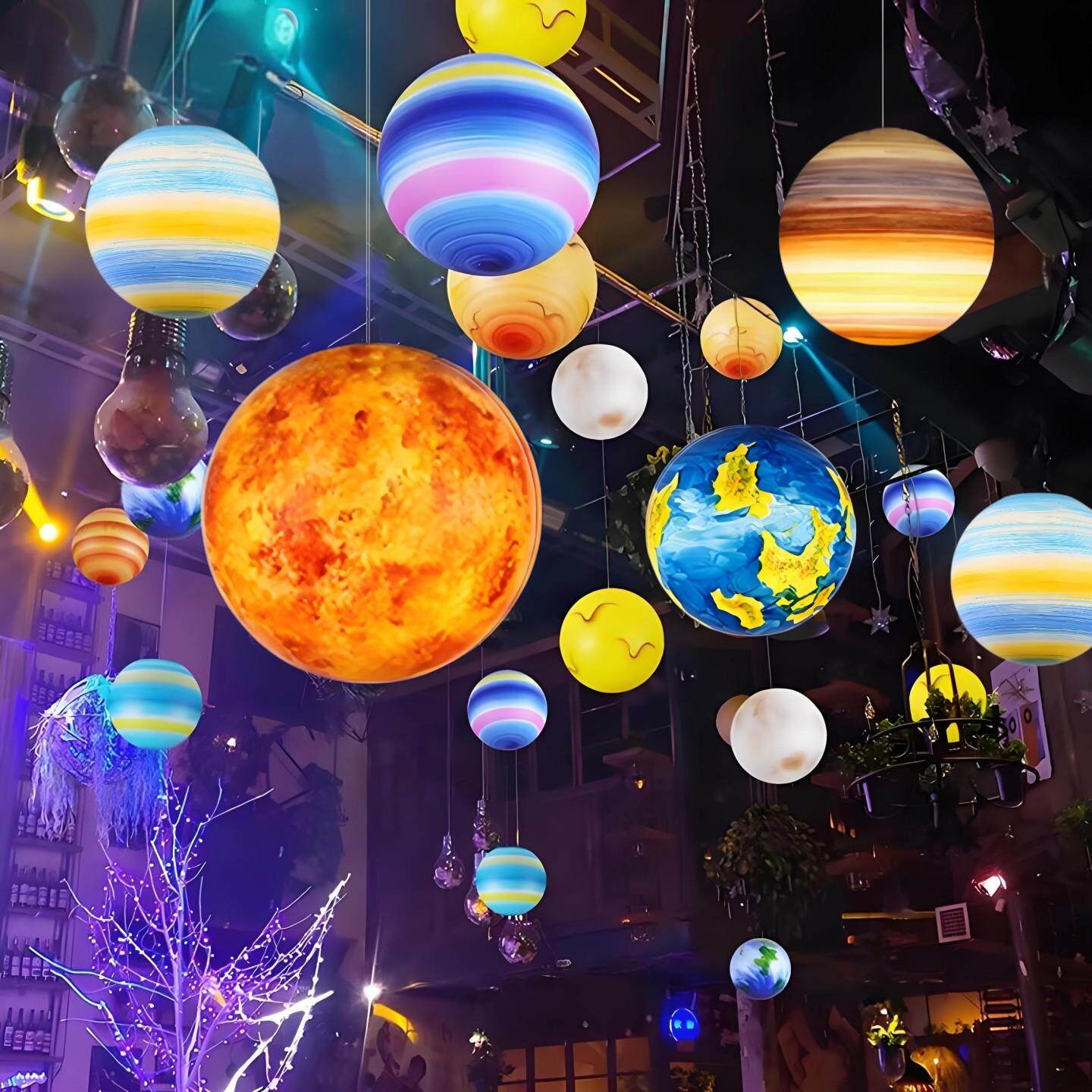 星球灯八大行星月亮创意星空装饰吊灯户外月球灯商用艺术店铺氛围