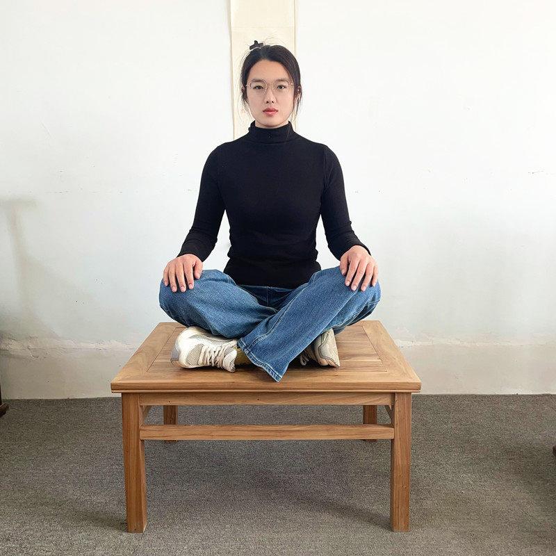老榆木打坐凳禅凳打坐实木宽大新中式禅修凳新中式盘腿凳寺院禅凳