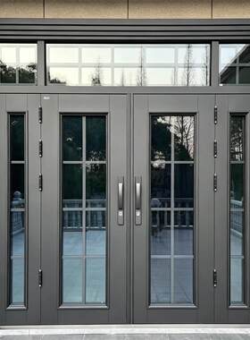 玻璃锌合金别墅大门农村自建房家用双开进户门客厅四开入户防盗门