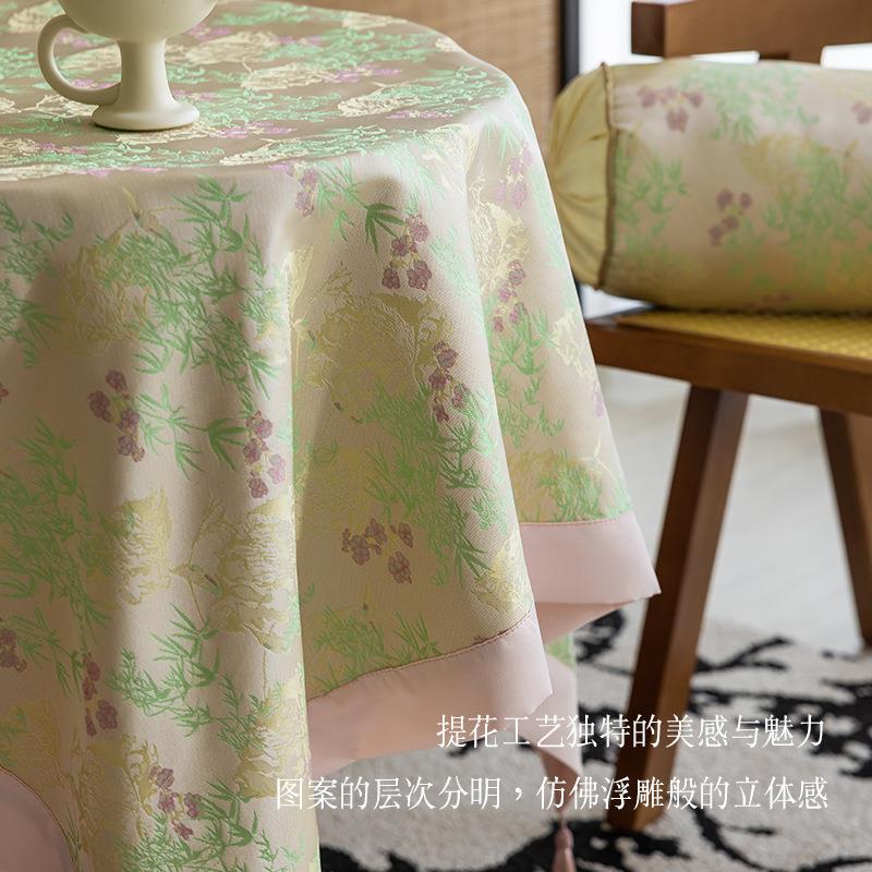 新中式中国风餐桌布长方形氛围感茶几布艺法式客厅轻奢高级感台布