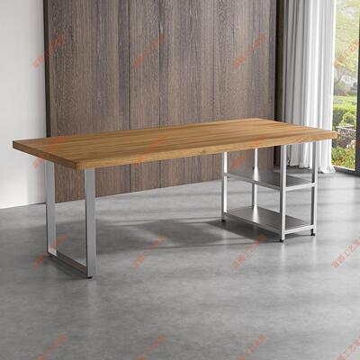 不锈钢双层桌脚大板桌腿支架办公桌餐桌电脑桌底座茶桌置物架桌架