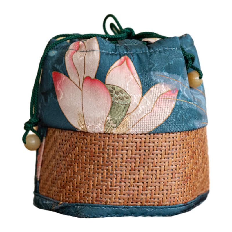 藤纹竹编茶具收纳袋户外便携家用布艺高端茶壶茶杯快客杯收纳包