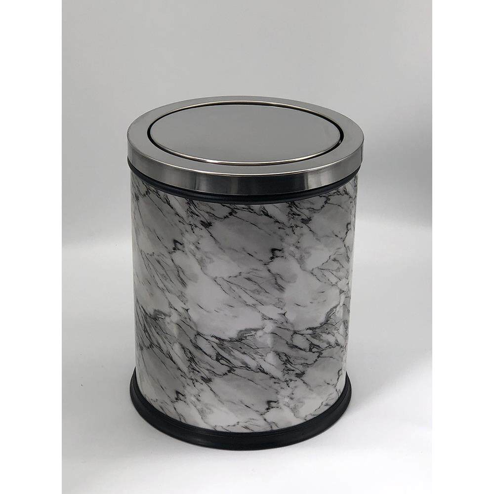 垃圾桶不锈钢带盖家用简约圆形摇盖办公室桶卫生间客厅有盖厨房