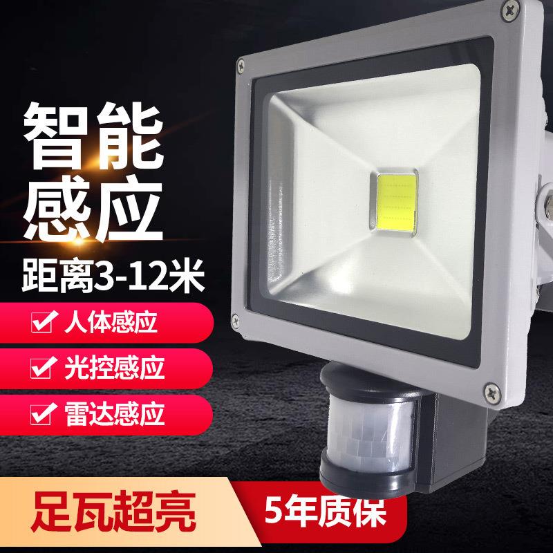 led户外雷达感应灯自动监控射灯 车库照明灯户外防水投光灯