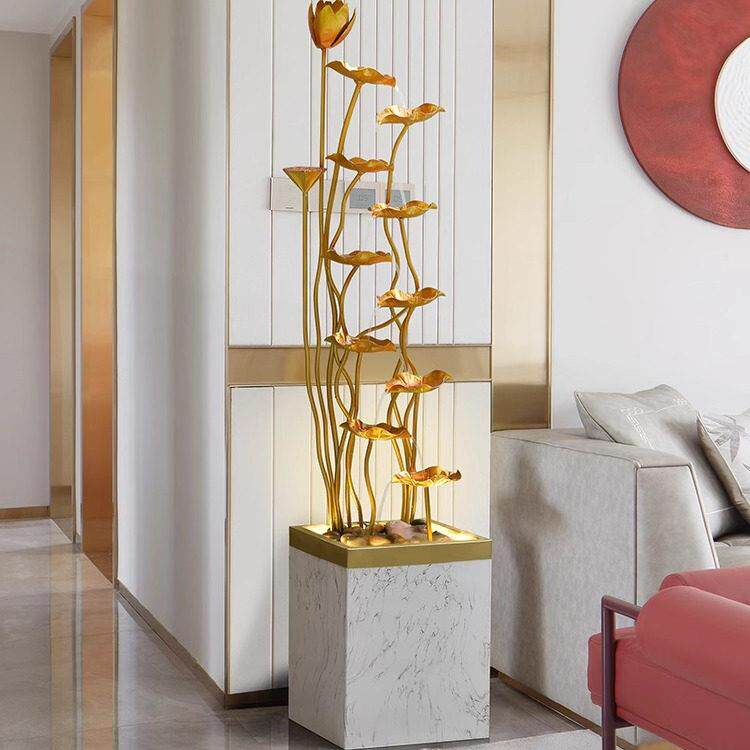 轻奢落地喷泉摆件欧式循环流水角落创意景观电视柜旁客厅玄关造景