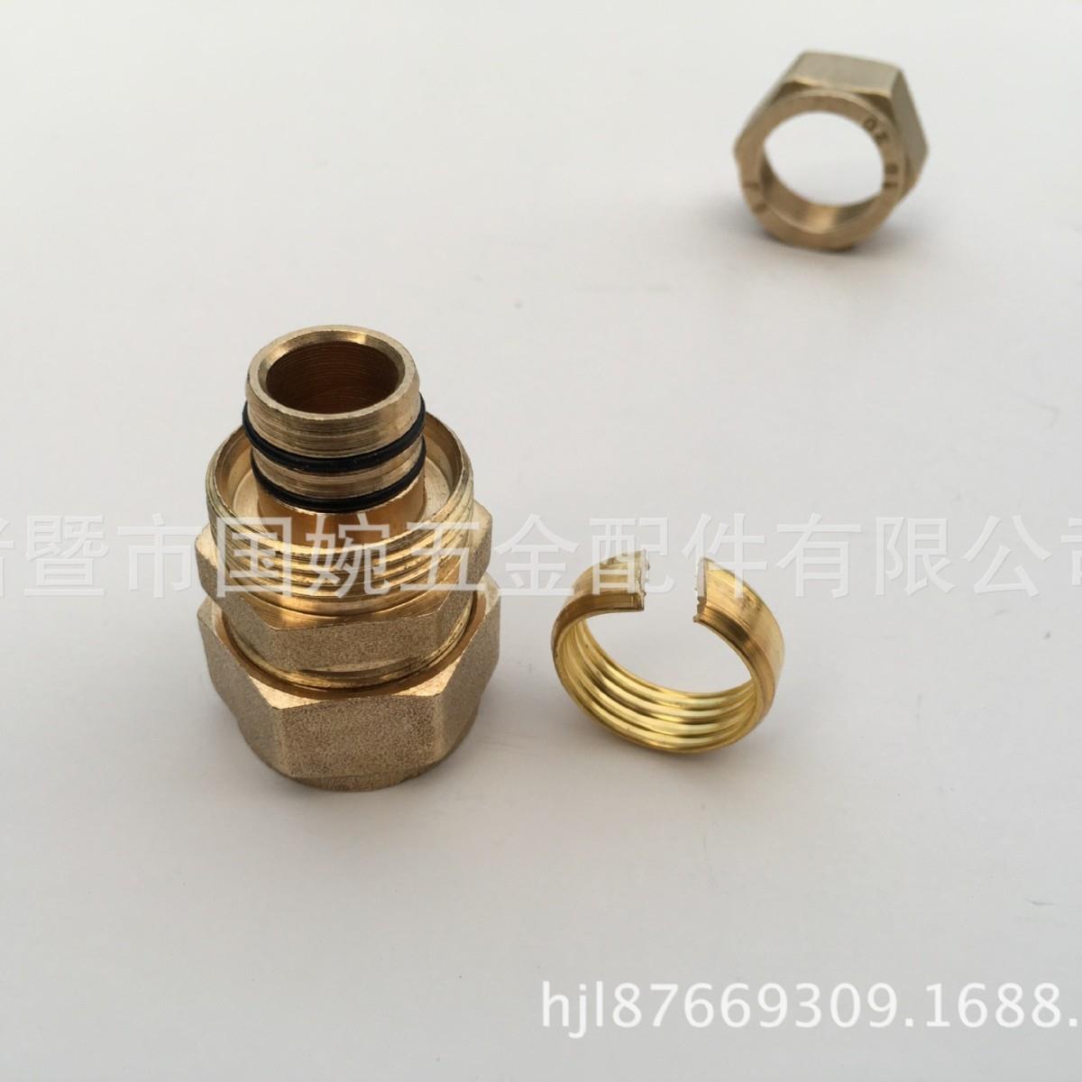 国巨S1620等径直接 大六角直通 卡套式铜管件 铝塑管铜接头