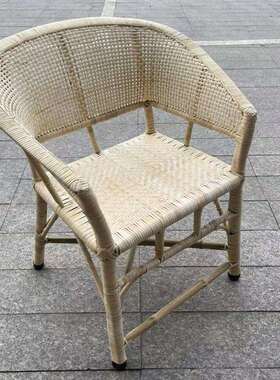 2I手工藤椅椅竹复古椅休椅闲家用老年室老式老圈人靠F7H9655J背编