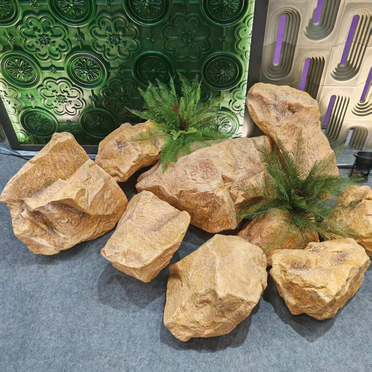 庭院装饰景观石 室内软装 沙生石 家居生态造景 黄色PU泡沫石头