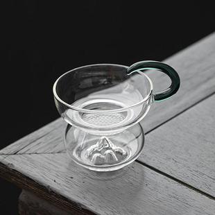 日式 耐热高硼硅茶隔茶叶滤网漏斗茶水分离泡茶器 透明玻璃茶漏