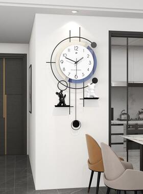 创意挂钟客高感现简约置物架代厅装饰级钟JT2527表家用餐厅静音时