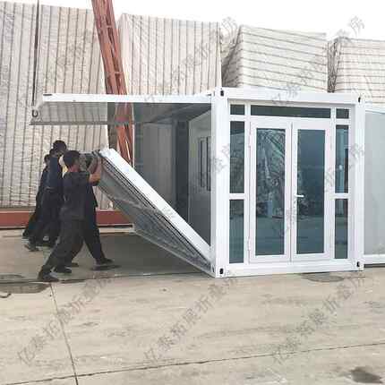 跨境出口双翼拓展折叠集装箱房住人移动翼式三合一装配式20尺房屋