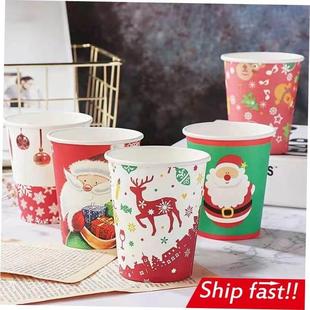 10pcs Christmas disposable paper cups party plates tableware