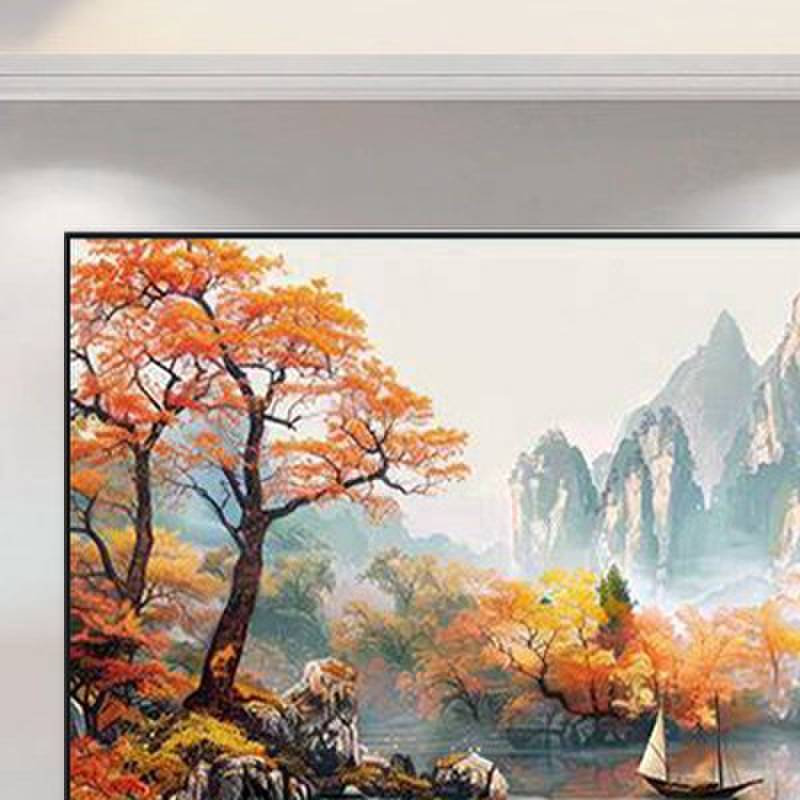 现代鸿运当头十字绣风景全绣一帆风顺家用横版大气满绣自己绣挂画