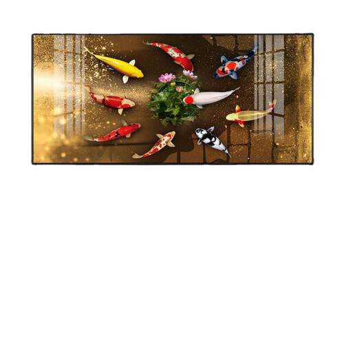 鱼图装饰画锦鲤轻奢壁画现代简约挂画客厅沙发背景墙壁画晶瓷画