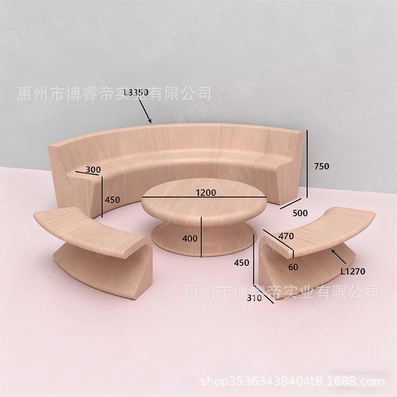 玻璃钢户外广场等候套装座椅售楼部组合移动仿木纹商场坐凳休闲椅