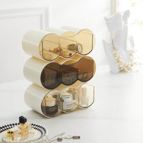 Stackable Desktop Organizer with Compartments, Transparent f