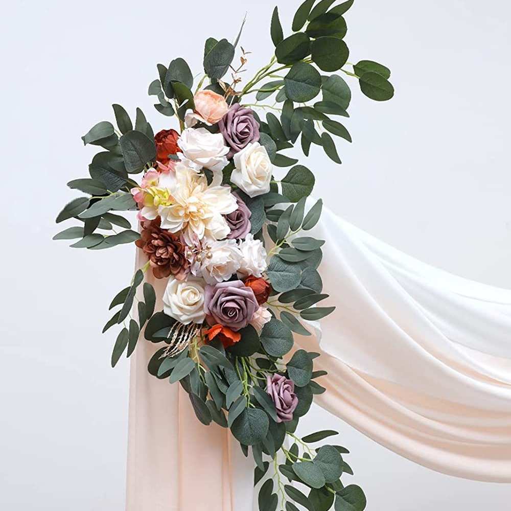 聚会婚礼节日背景幔婚礼纱件套门装饰拱形四花仿真派对