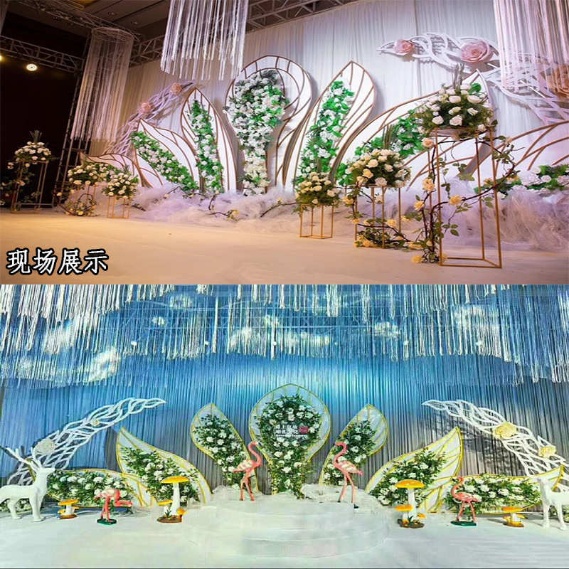 背景屏风背景屏风婚庆舞台繁花翅膀拱门艺铁新款大型装饰花墙