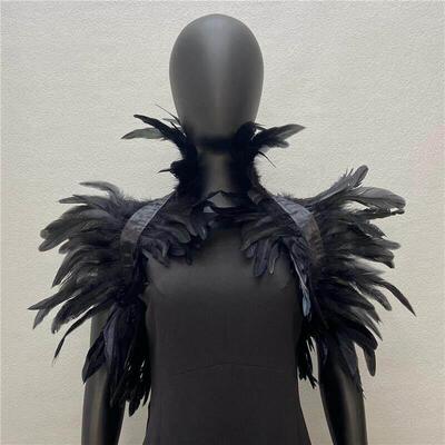 Feather shawl cape performance dance party Feather vest fak