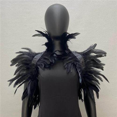 Feather shawl cape performance dance party Feather vest fak