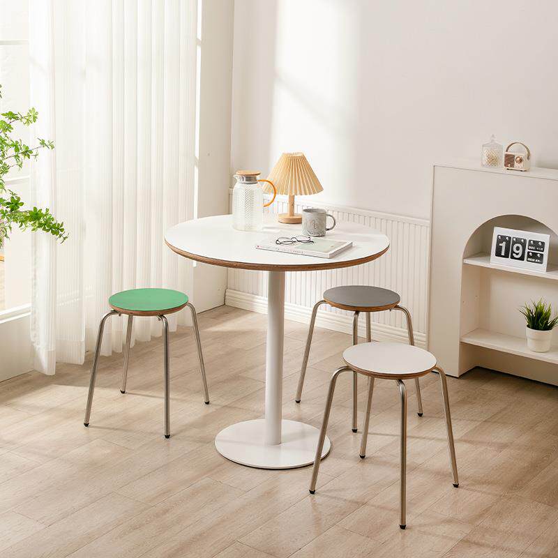 高档中古圆桌现代简约餐厅白色创意北欧风格方形饭桌圆形餐桌