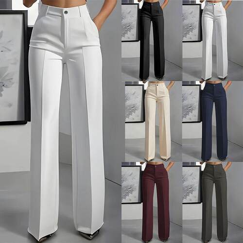 Women ' s New High Waist Drape Straight Leg Simple Suit