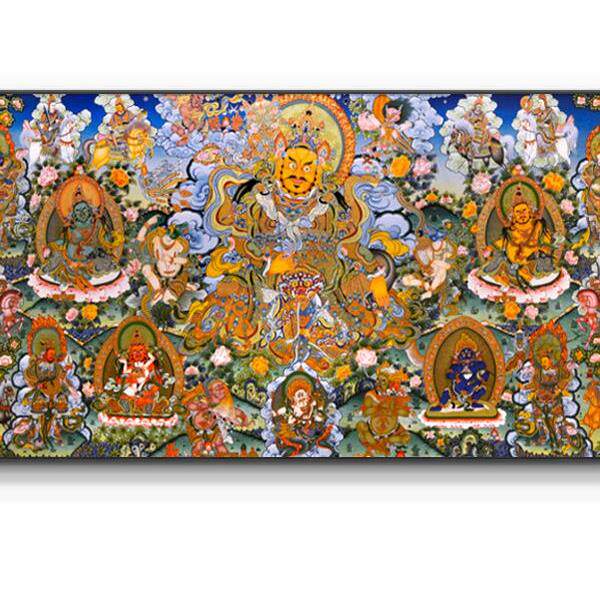 佛寺挂画家居观音佛像唐卡装饰画客厅释迦牟尼菩萨三世佛殿壁画